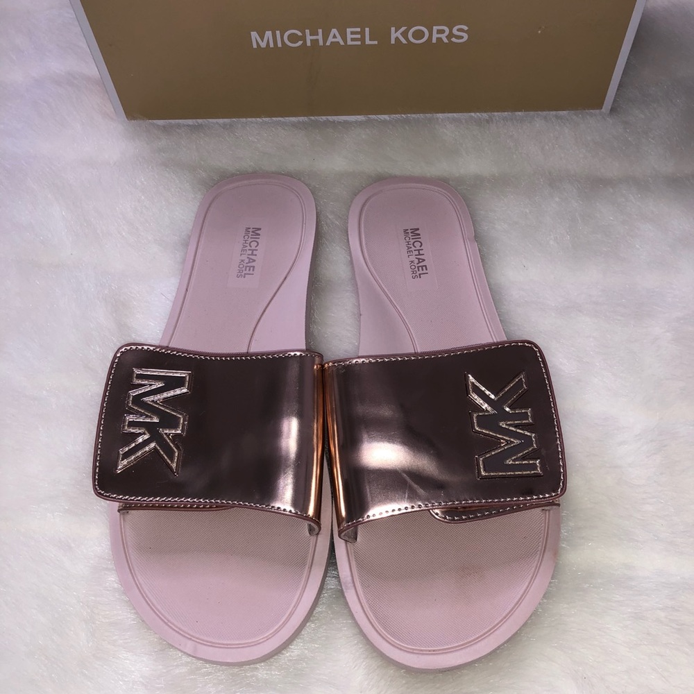 Rose Gold MK Slides